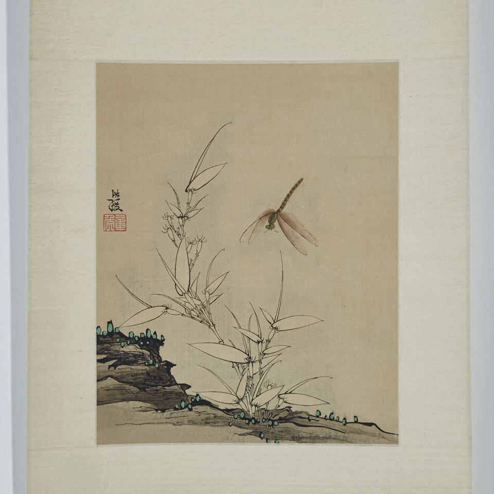 Chen Hongsui 陳洪綏, White Bamboo and Dragonfly