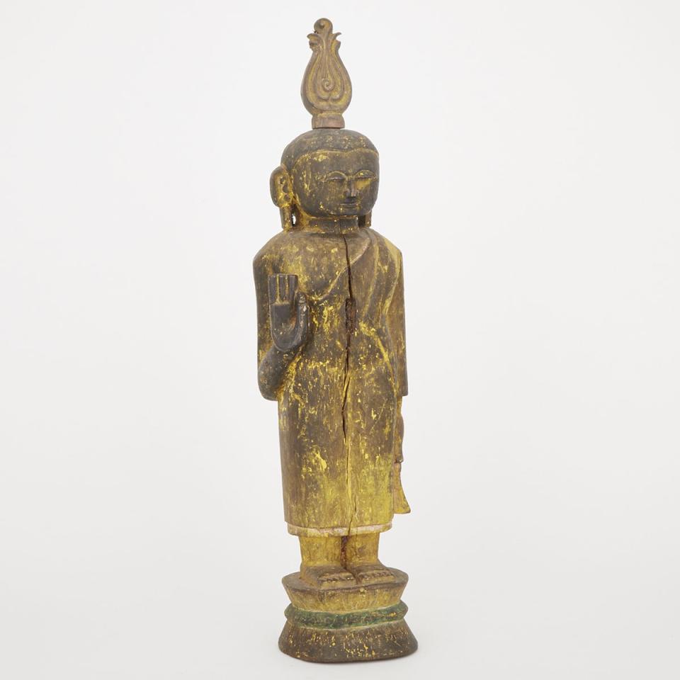 A Wood Carved Sri Lankan Standing Buddha