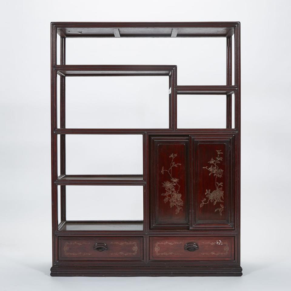 A Rosewood Cabinet with Silver Inlays, Early 20th Century