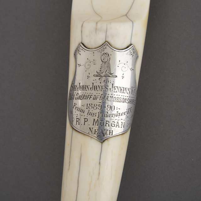 Victorian Silver Mounted Presentation Elephant Tusk Paper Knife, 1890