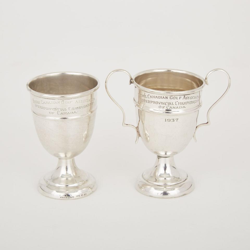 Two Royal Canadian Golf Association Miniature Silver Trophy Cups, 1929