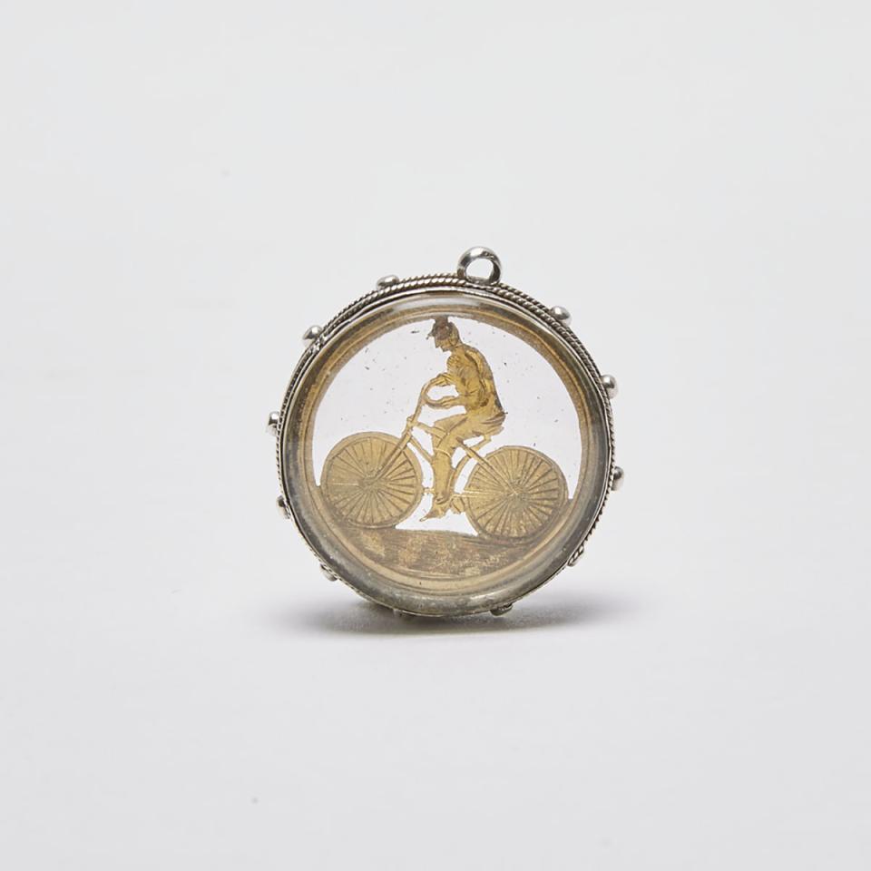 Victorian Silver and Gilt Metal ‘Bicycle’ Watch Fob, 19th century