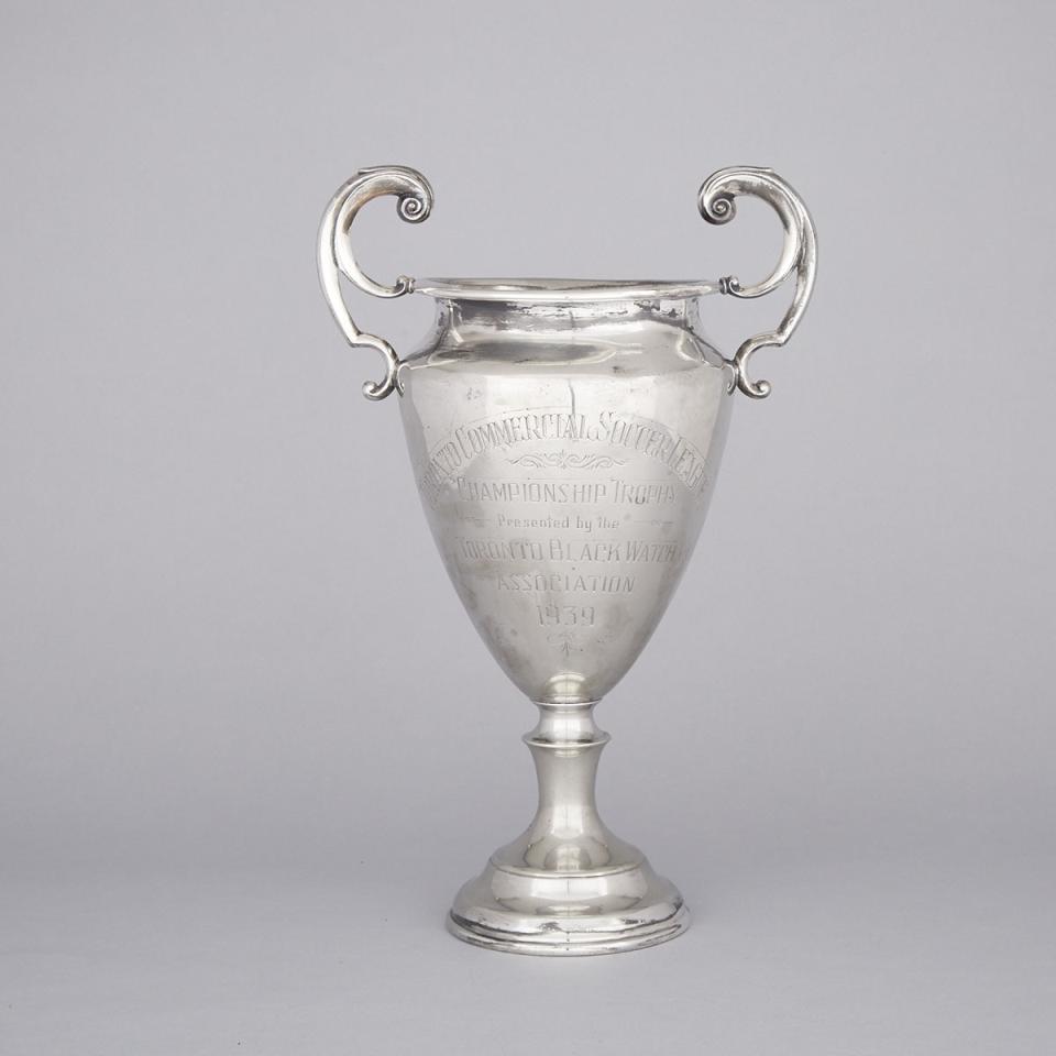 Silver Plate Toronto Commercial Soccer League Championship Trophy, 1939