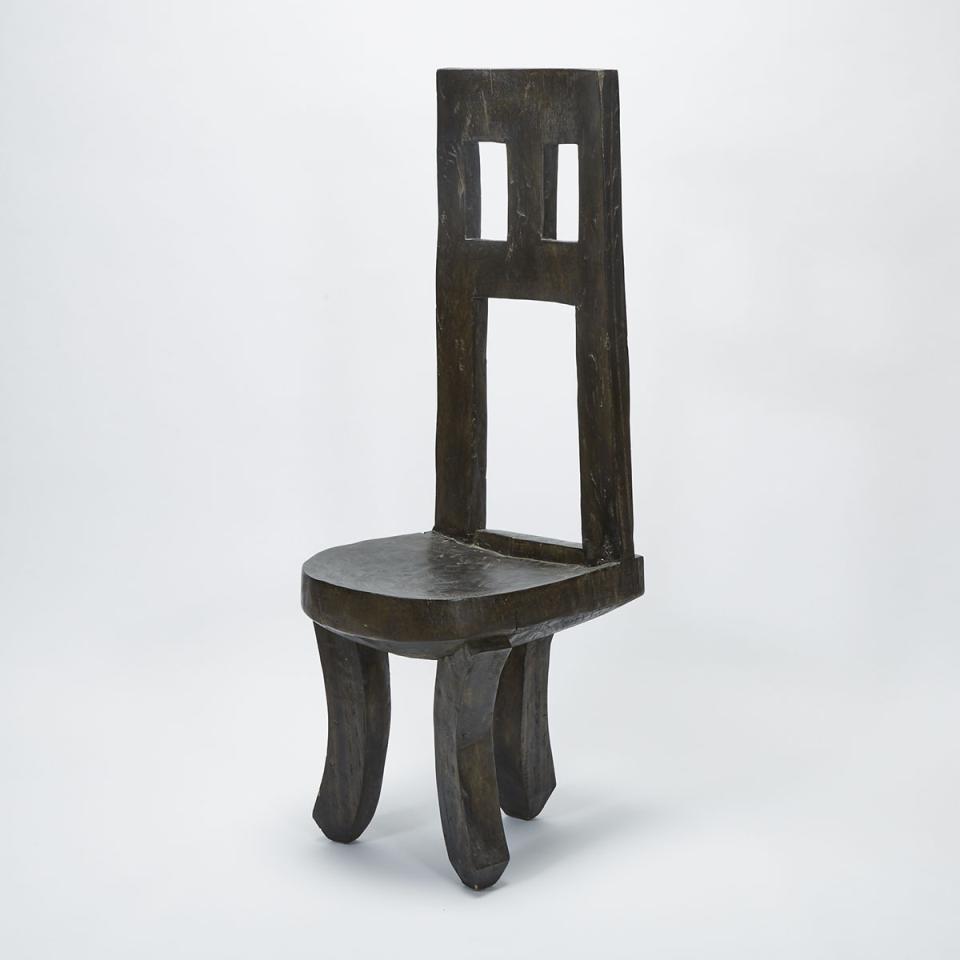 Contemporary West African Carved Hardwood Chair