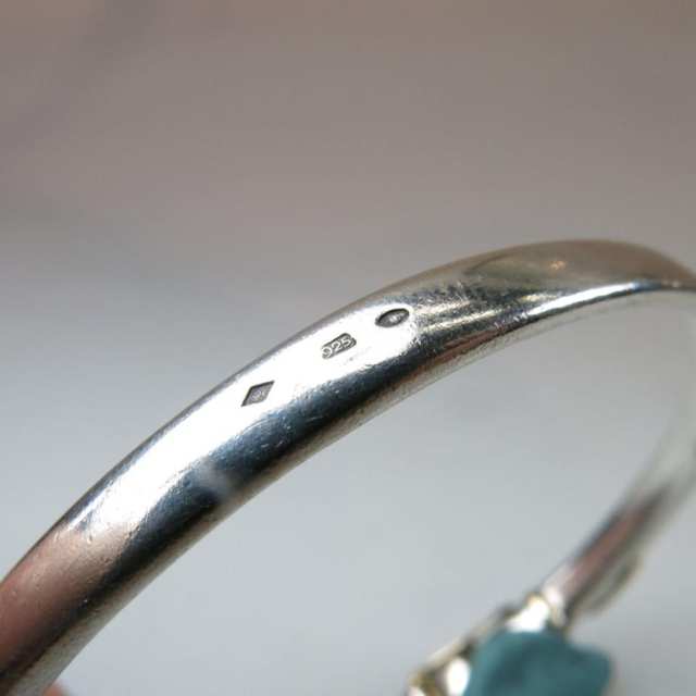 French Sterling Silver And 18k Yellow Gold Open Bangle