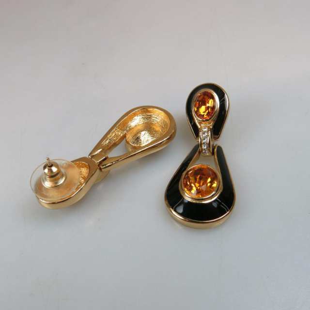 A Pair Of Christian Dior Gold Tone Metal Earrings