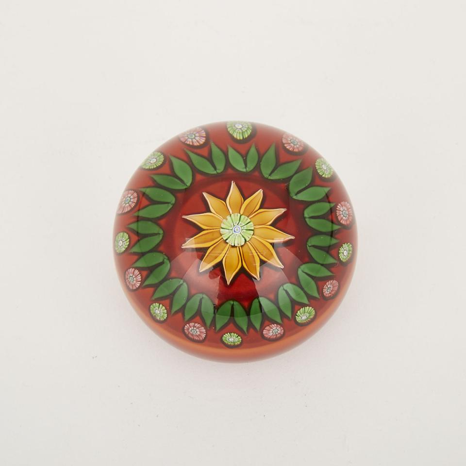 Perthshire Glass Sunflower Paperweight, 1979