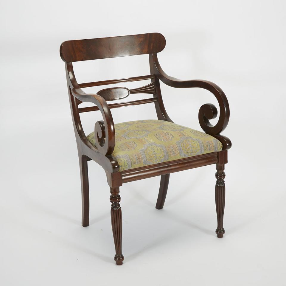Regency Mahogany Open Armchair, c.1830