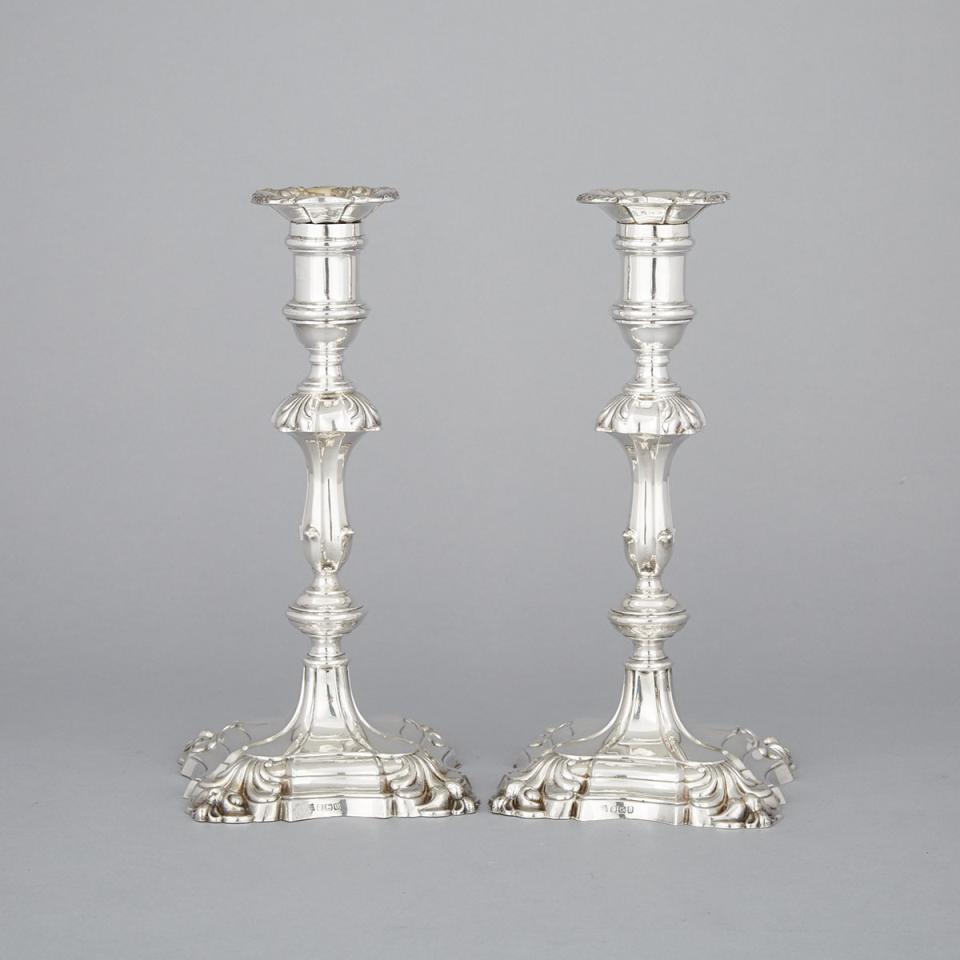 Pair of English Silver Table Candlesticks, Hawksworth, Eyre & Co., Sheffield, 1913