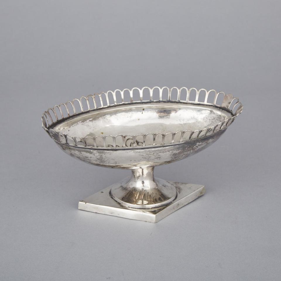 Continental Silver Pedestal-Footed Oval Bowl, probably German, late 18th century 