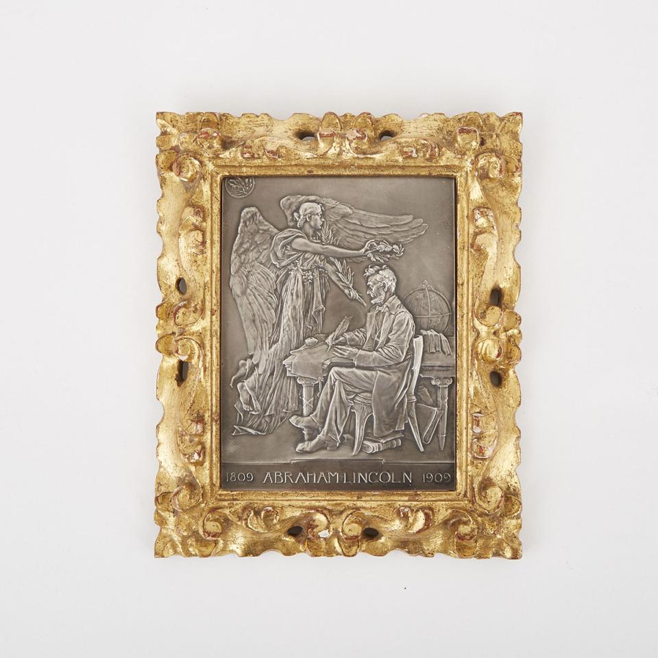American SIlver Abraham Lincoln Memorial Plaque, Jules-Edouard Roiné (French, 1857-1916) for Whitehead-Hoag, 1909