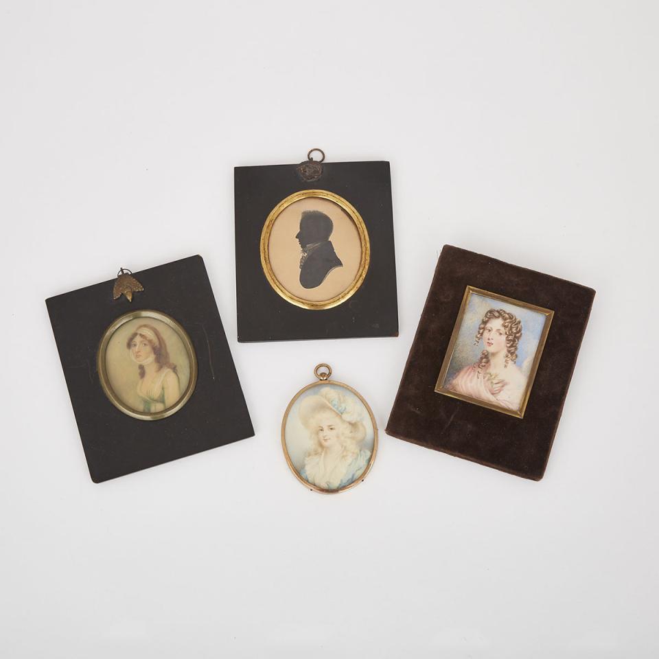 Four Portrait Miniatures, 19th century