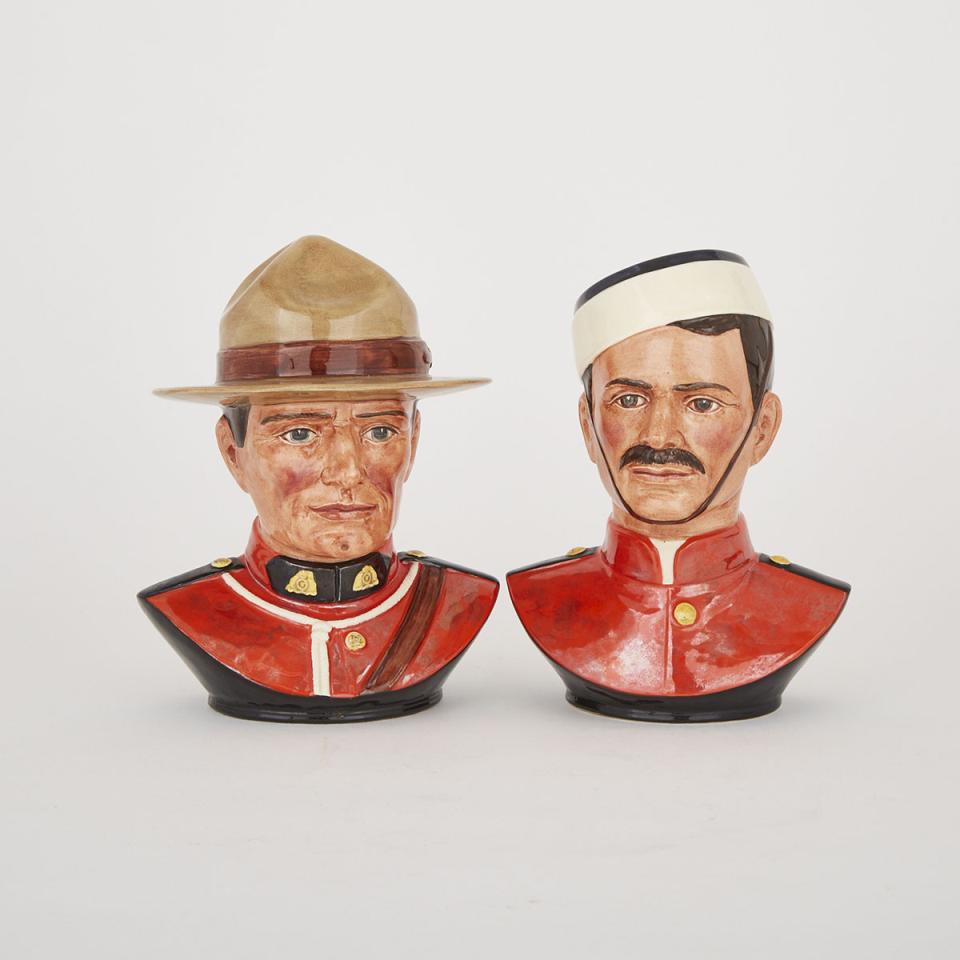 Two Royal Doulton Canadian Mounted Police Commemorative Bust Figures, c.1973