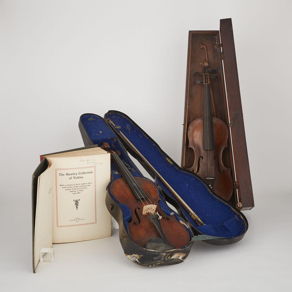 Two Continental Cased Violins, 19th century