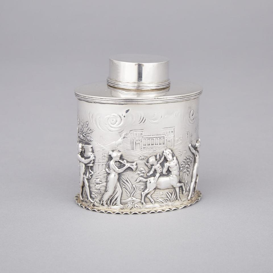 Late Victorian Silver Oval Tea Caddy, George Nathan & Ridley Hayes, Chester, 1897