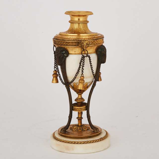 Louis XVI Style Gilt and Patinated Bronze and Alabaster Cassolette, 19th century