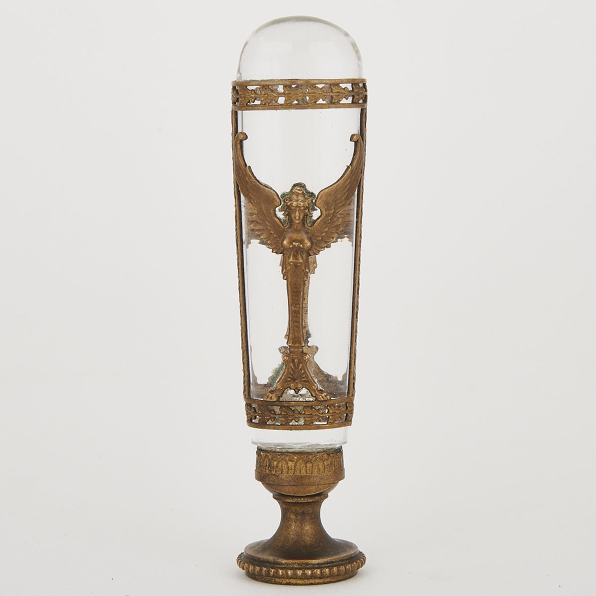 Polished Glass and Gilt Bronze Desk Seal, 19th/20th century