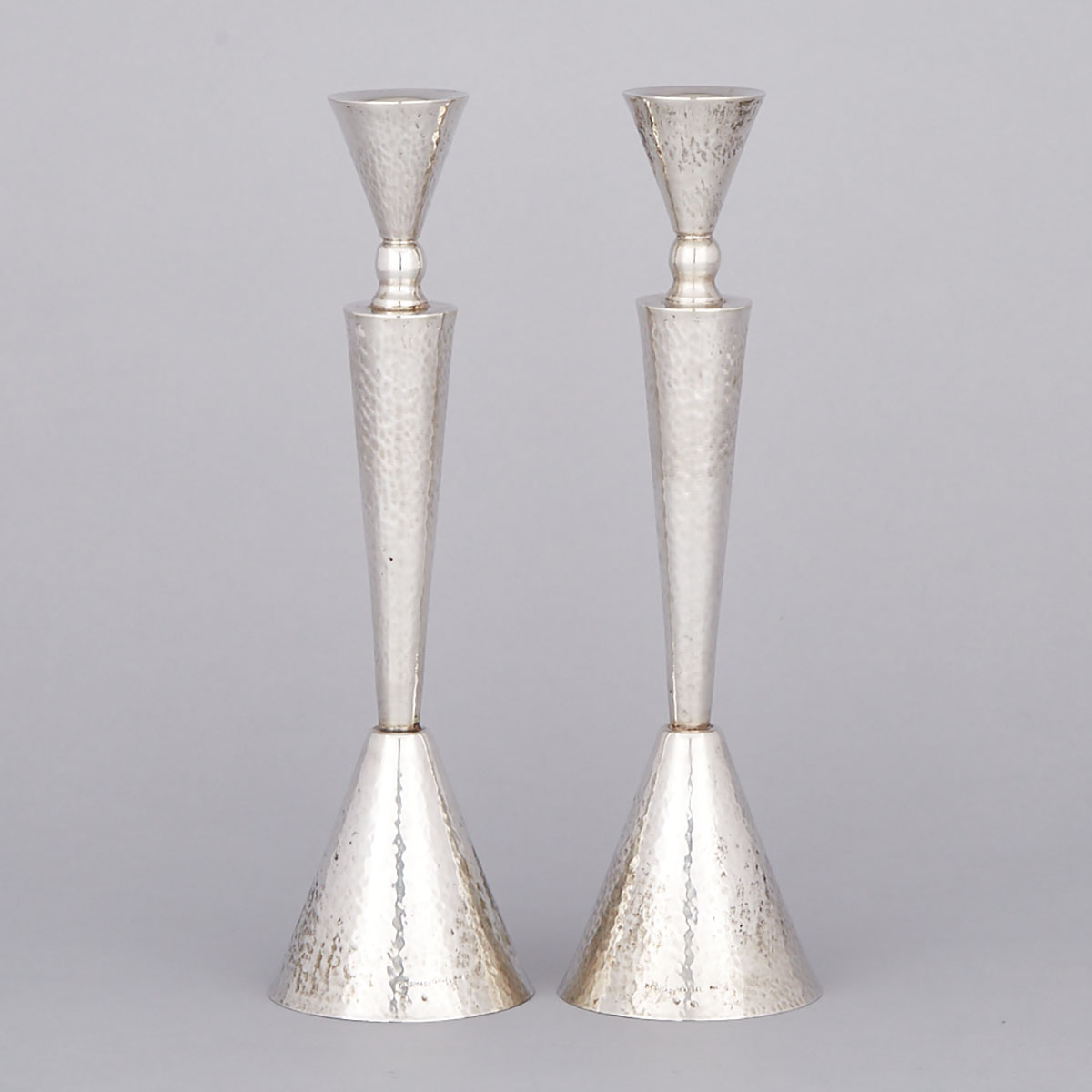 Pair of Israeli Silver Table Candlesticks, 20th century
