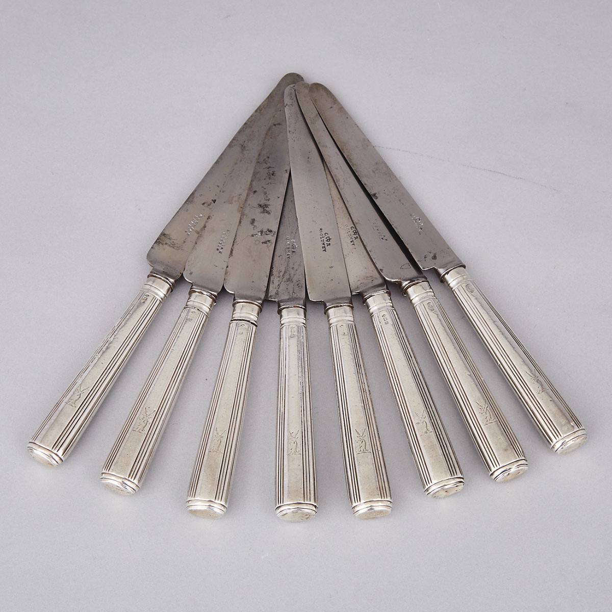 Eight George III Silver Reed Handled Table Knives, Moses Brent, London, 1801