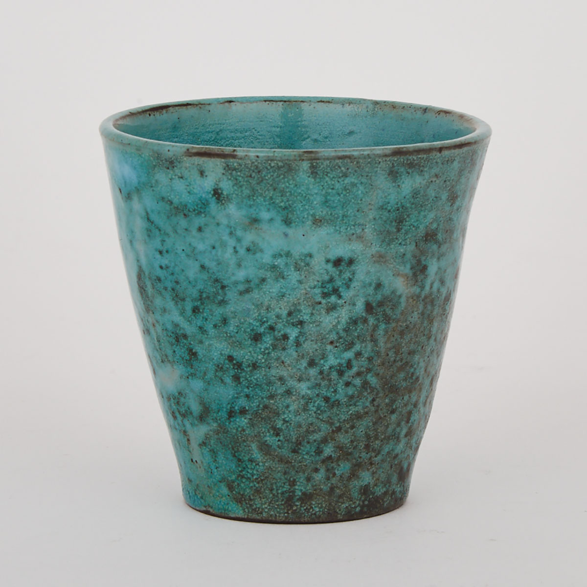 Deichmann Mottled Turquoise Glazed Cup, c.1950