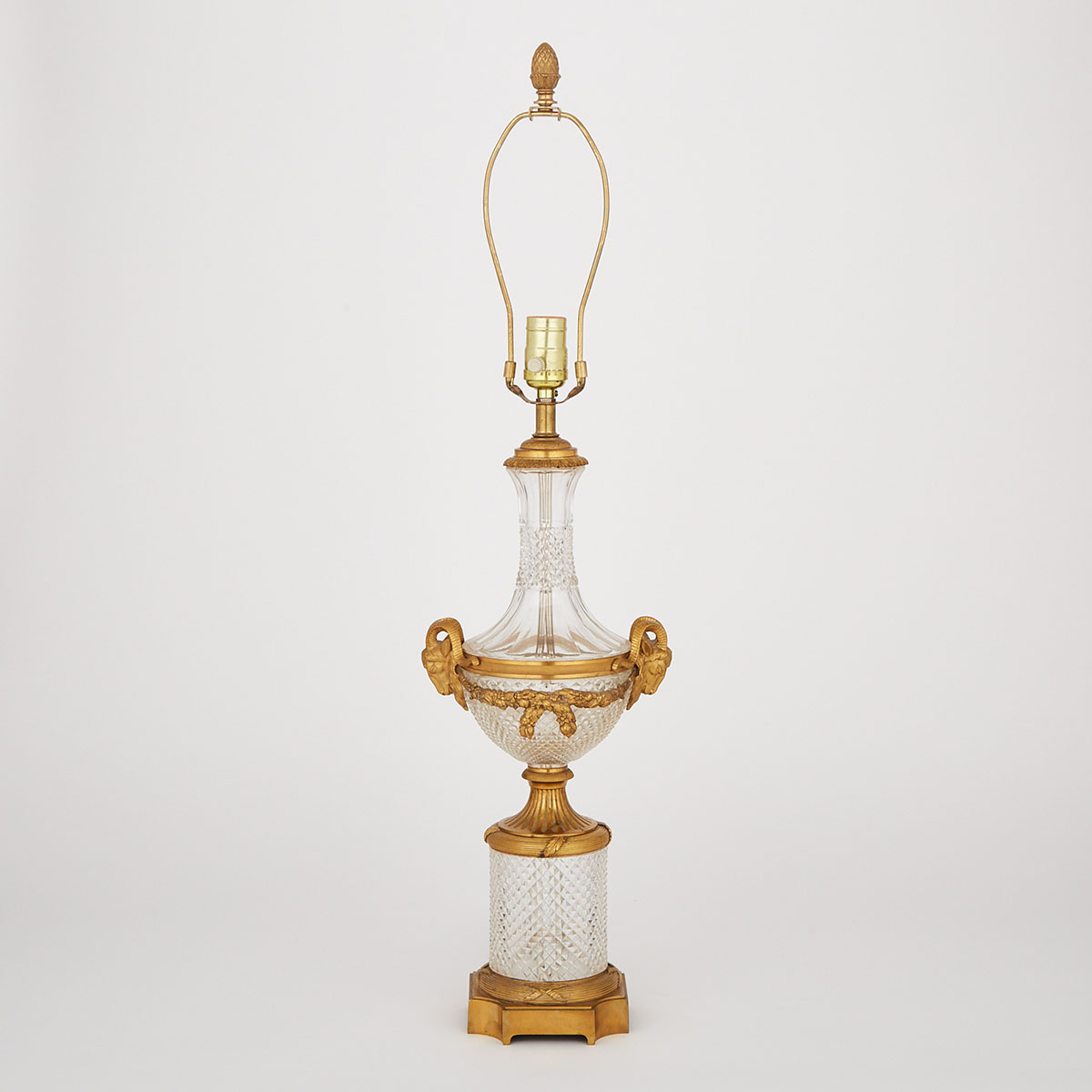 Austrian Gilt Bronze and Cut Glass Urn Form Table Lamp, mid 20th century