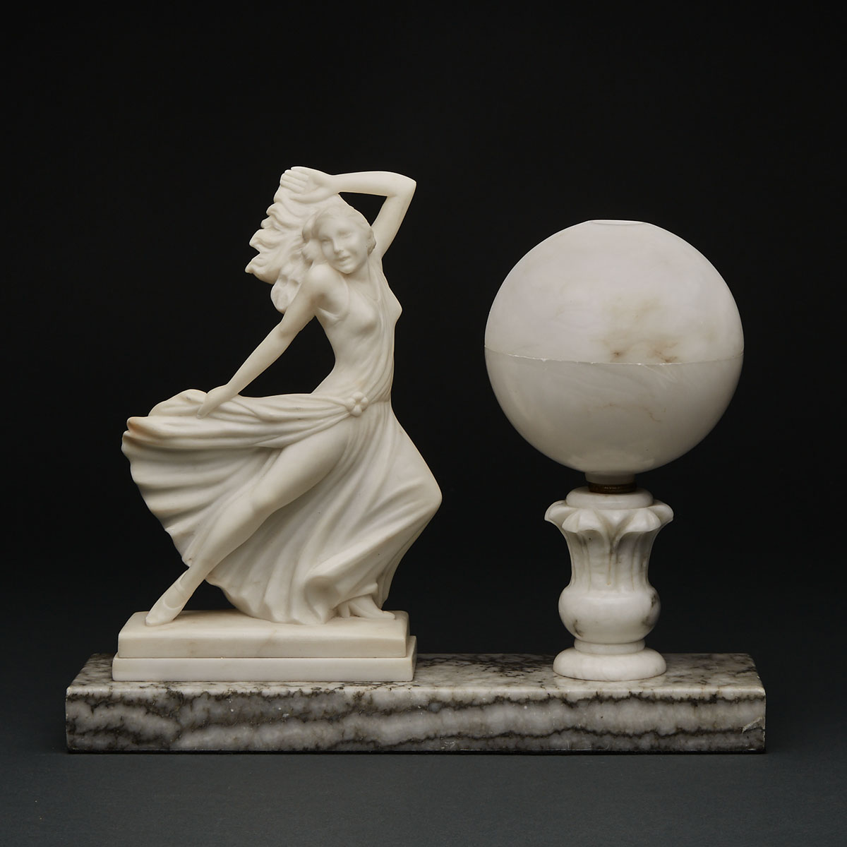 Italian Alabaster Figural Table Lamp, mid 20th century
