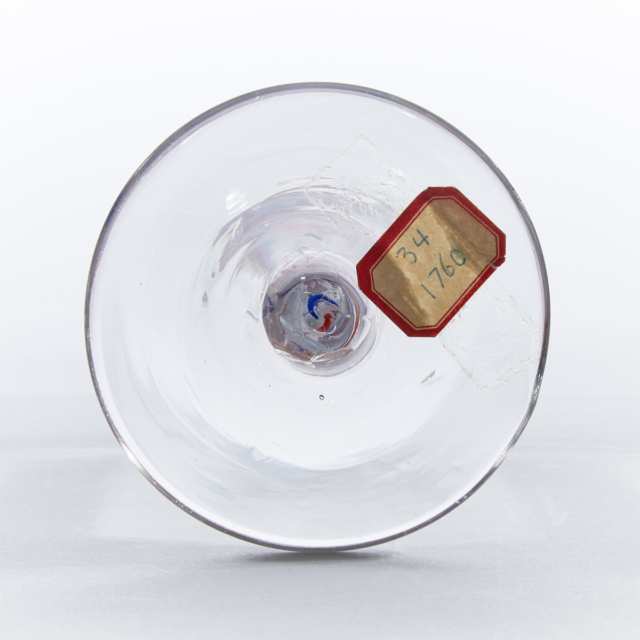 English Red, White and Blue Colour Twist Stemmed Glass Goblet, c.1760