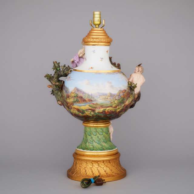 Meissen Elements Vase-Form Table Lamp Emblematic of Earth, late 19th century