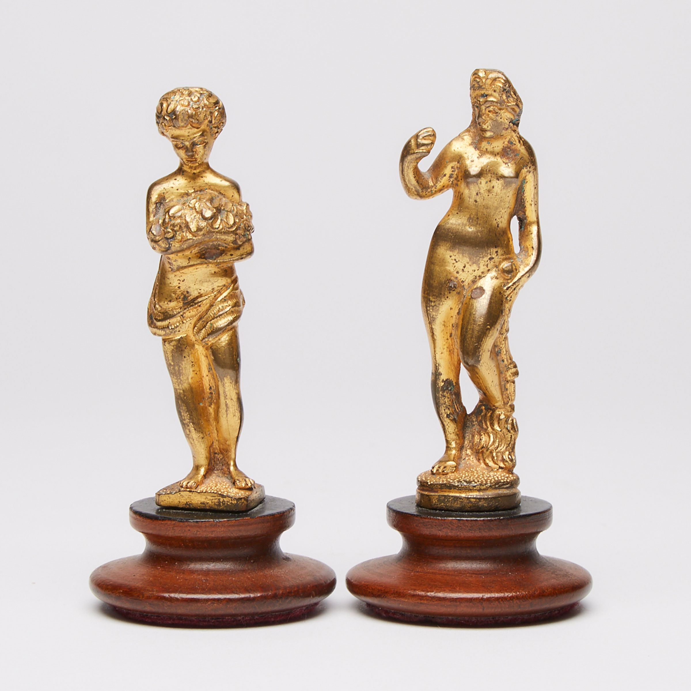 Two North Italian Gilt Bronze Figures, early 16th century