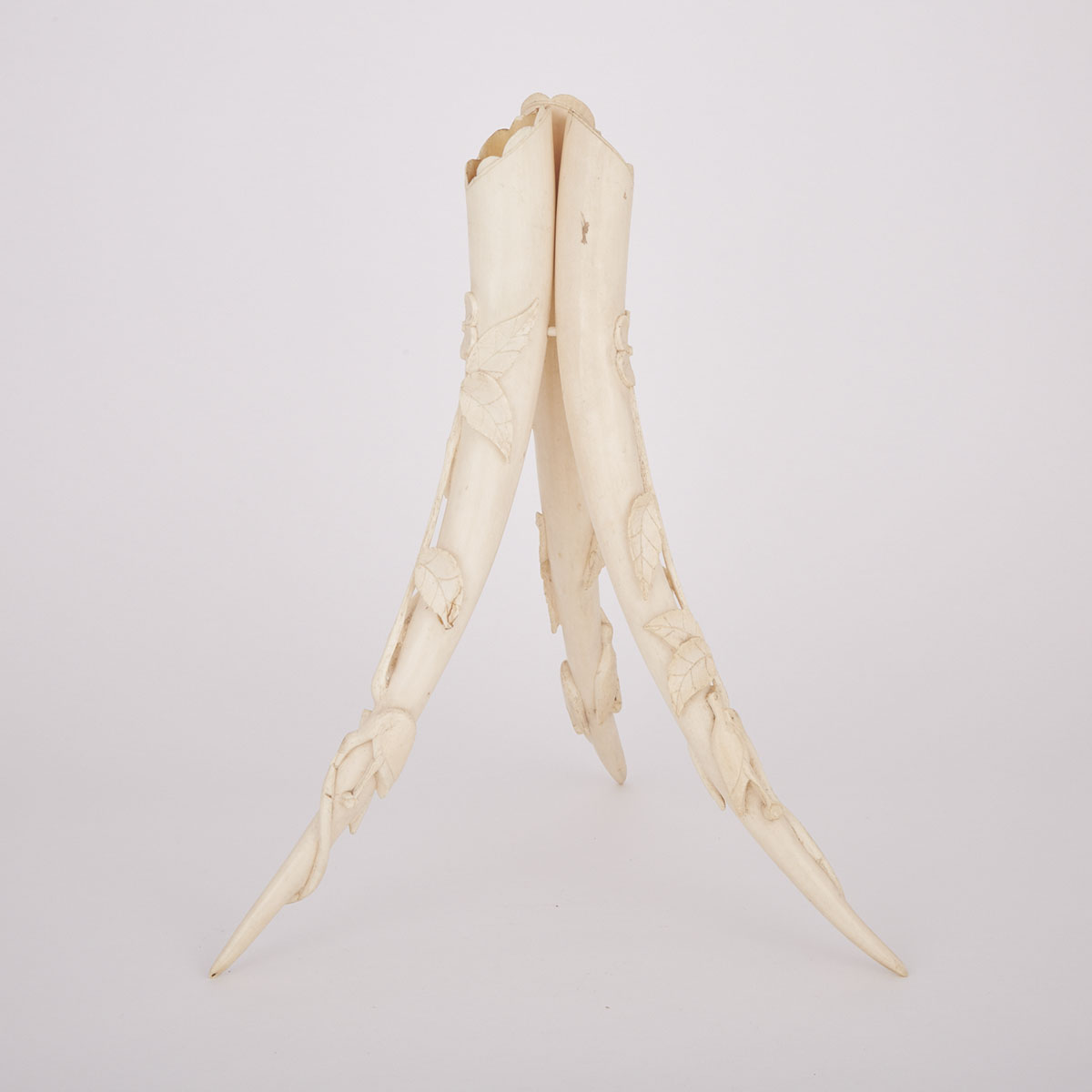 Three Carved Ivory Tusks
