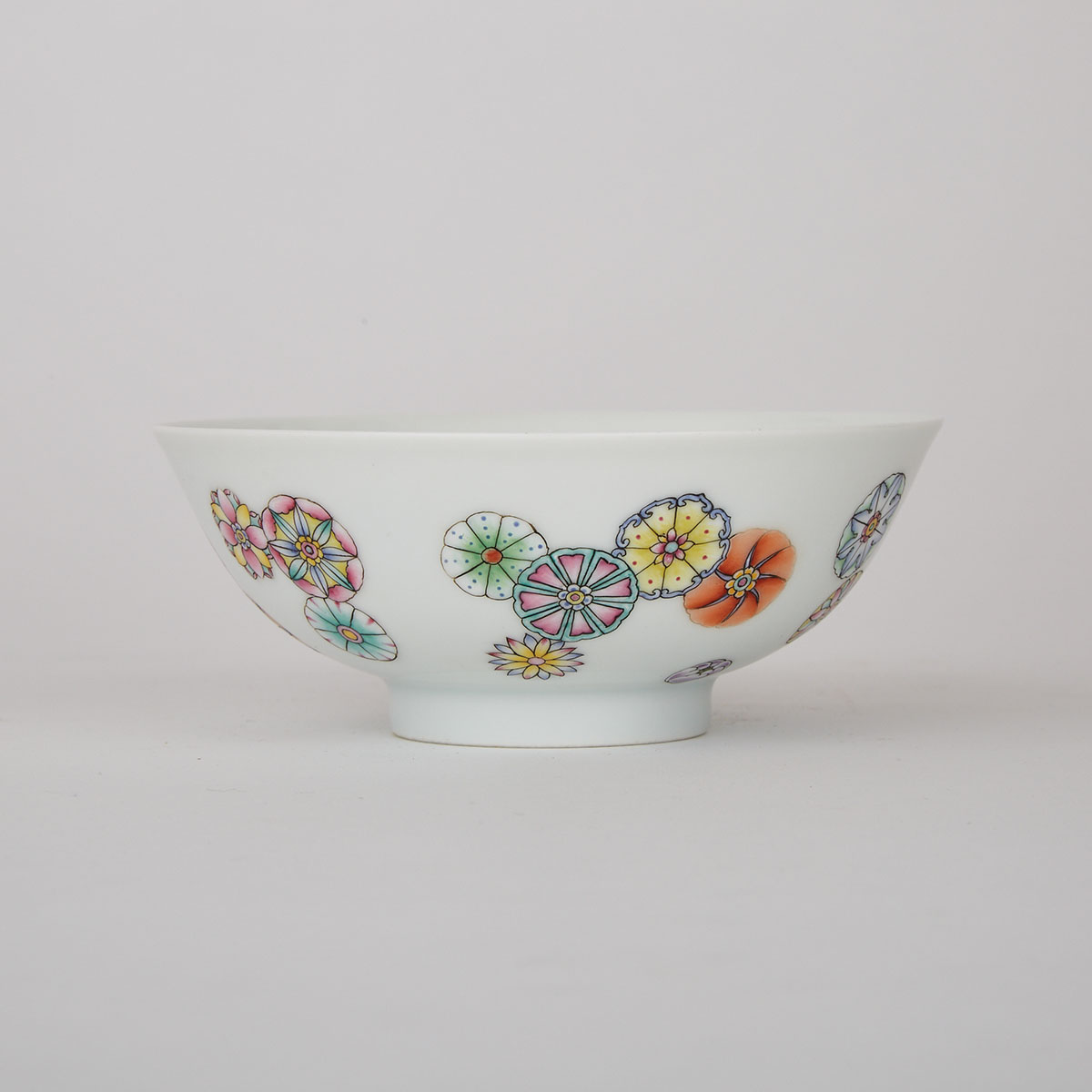 A Famille Rose Medallion ‘Flower Balls’ Bowl, Qianlong Mark