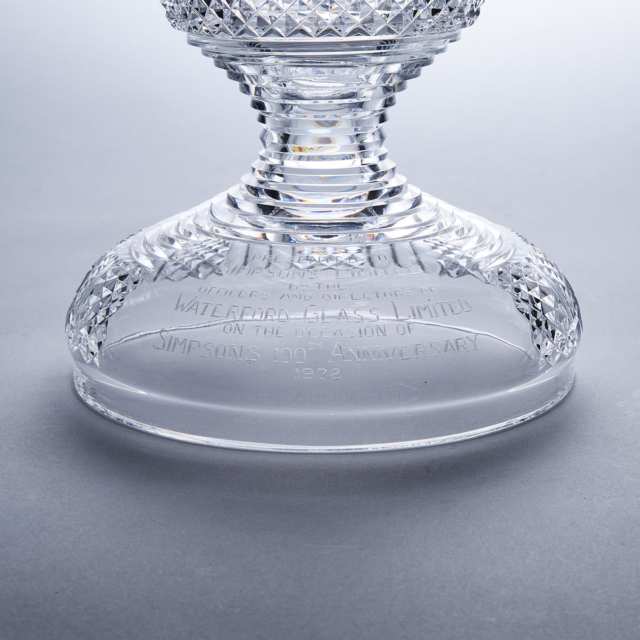 Waterford Presentation Cut Glass Bowl on Stand, c.1972