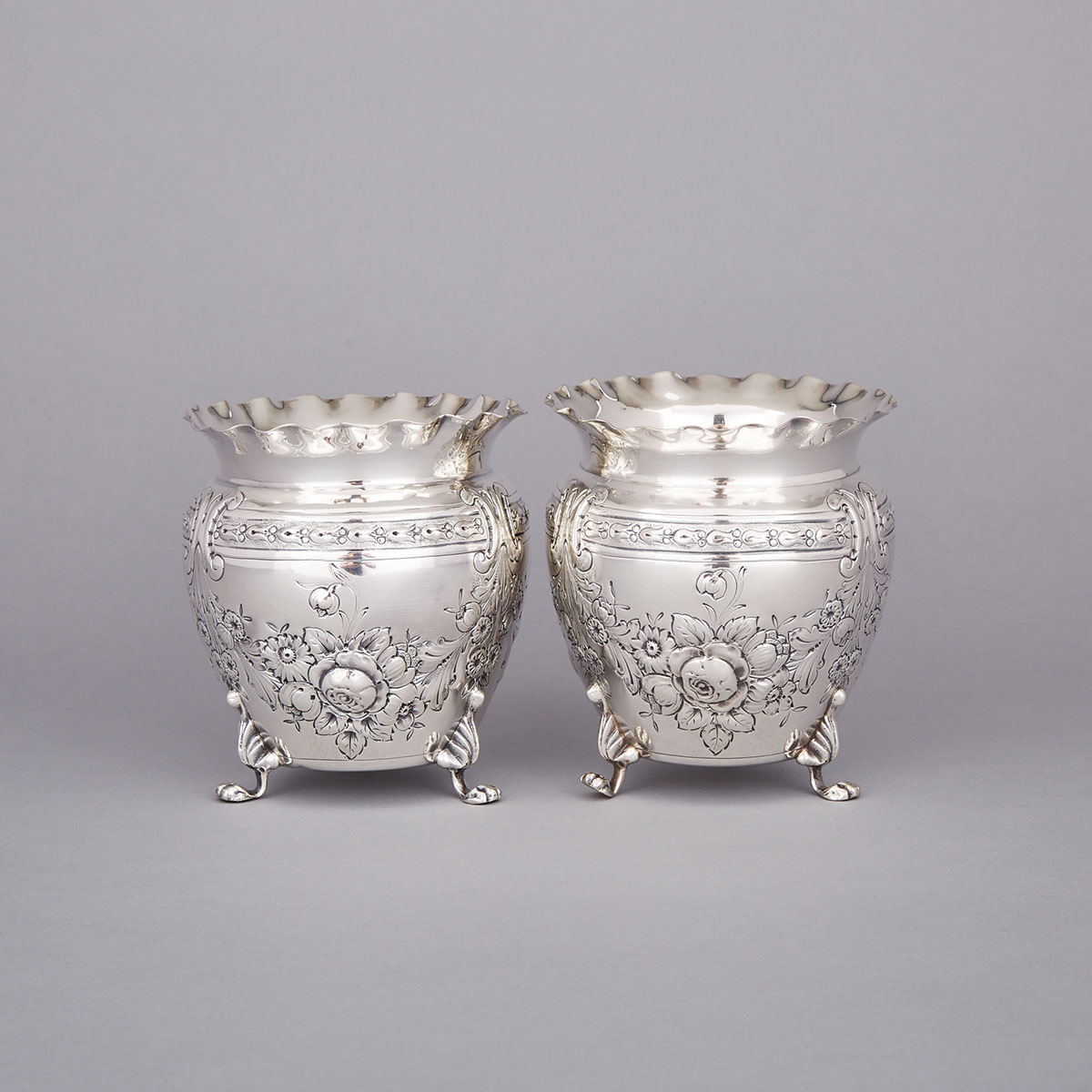 Pair of Victorian Silver Vases, Elkington & Co., Birmingham, 1899