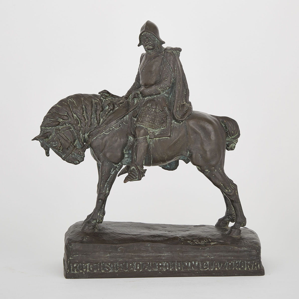Large Patinated Bronze Equestrian Group of Jan Zizka of Trocnov, after the model by Frantisek Rous (Czeck, 1872-1936)
