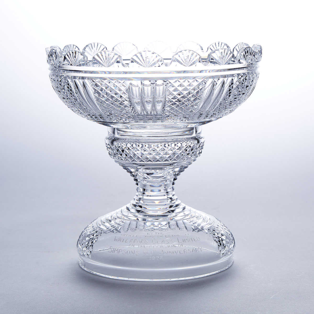 Waterford Presentation Cut Glass Bowl on Stand, c.1972