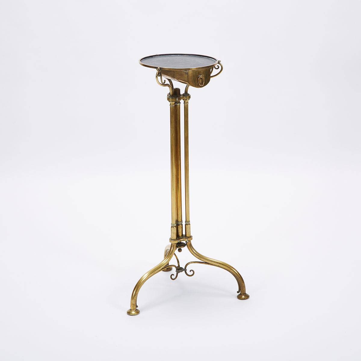 Early Victorian Brass Candlestand with Drawer, mid 19th century