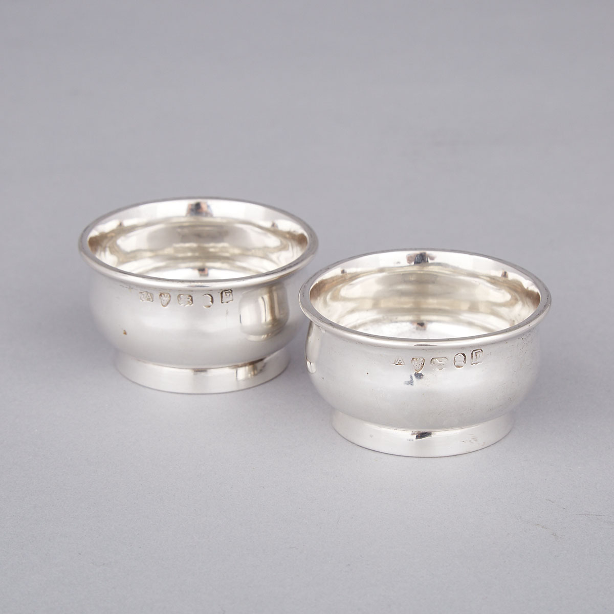 Pair of Colonial Silver Salt Cellars, possibly Chinese Export, 19th century