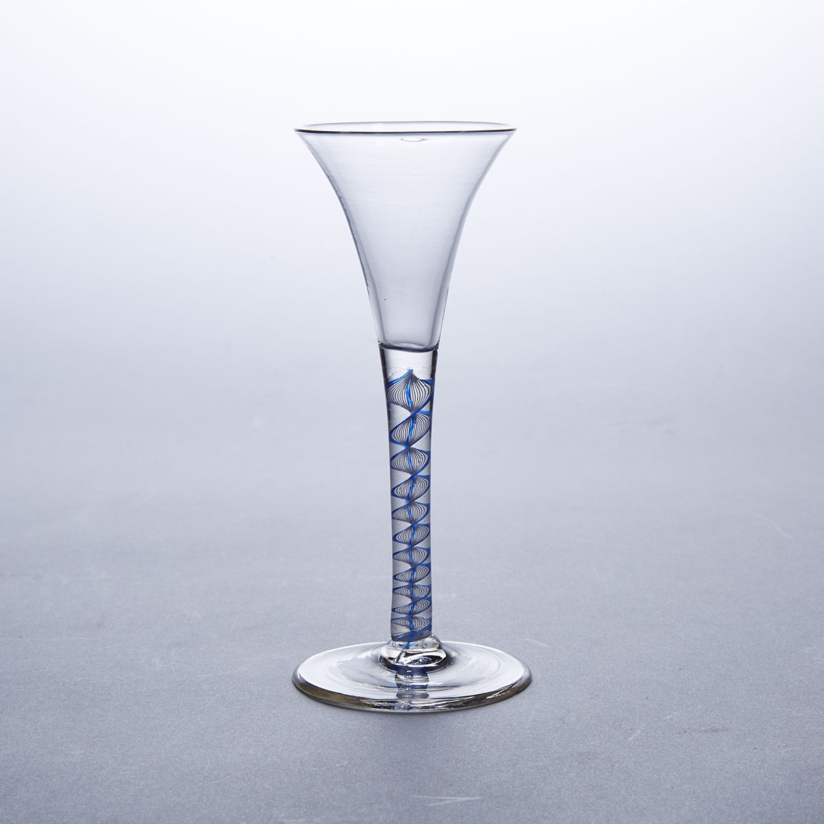 English Blue Colour Twist Stemmed Wine Glass, c.1760-70