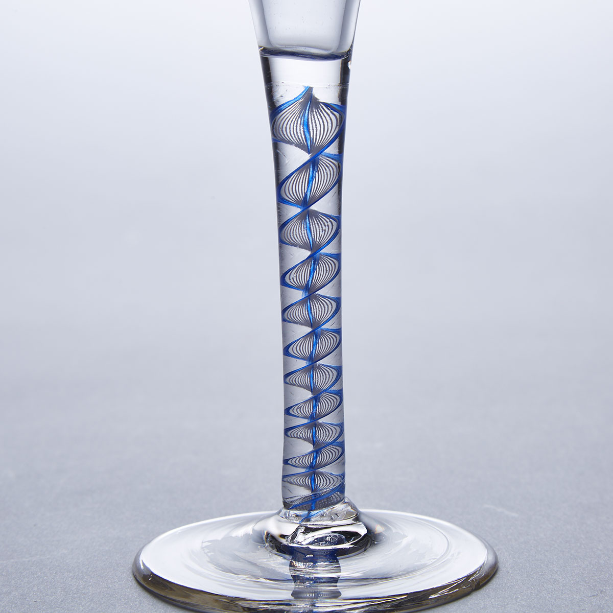 English Blue Colour Twist Stemmed Wine Glass, c.1760-70