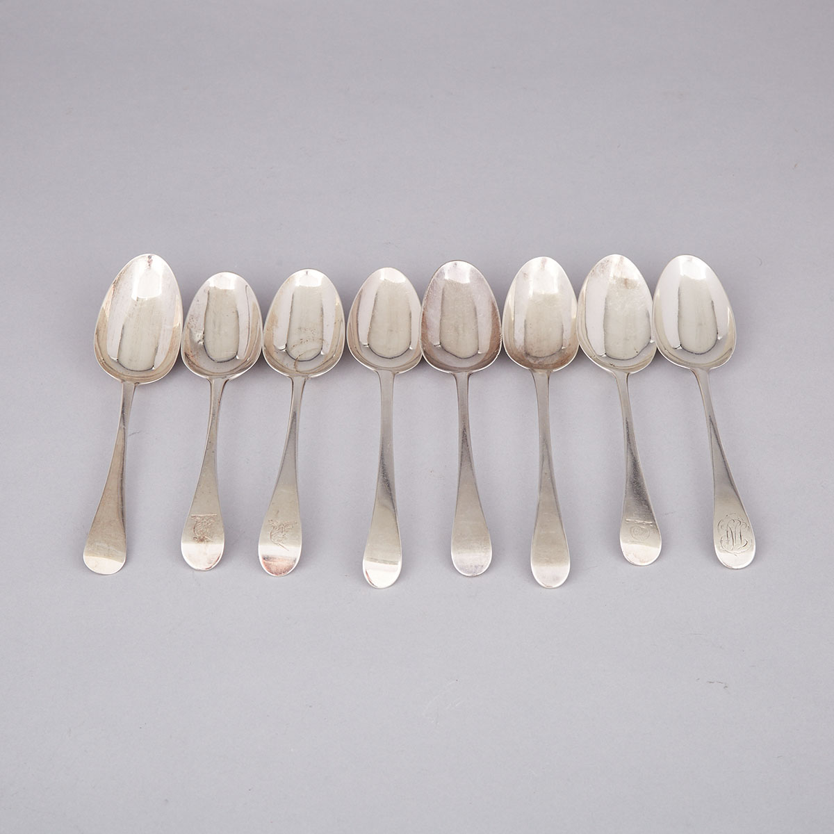Eight George III Silver Old English Pattern Table Spoons, London, c.1760-80