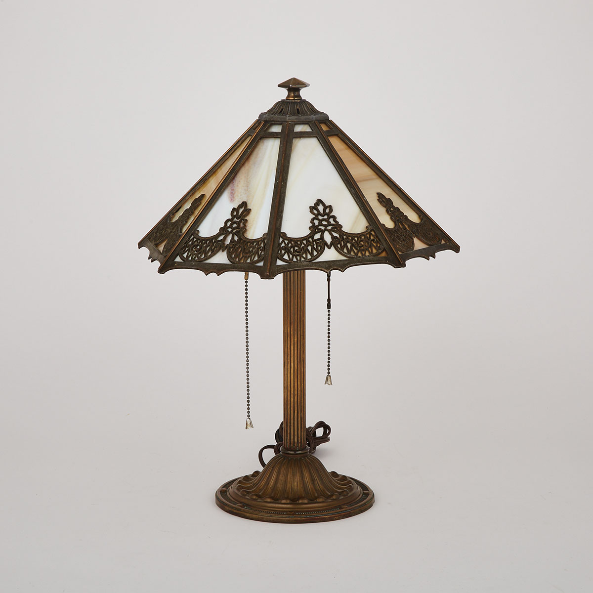 Bradley & Hubbard Slag Glass Desk Lamp, c.1900