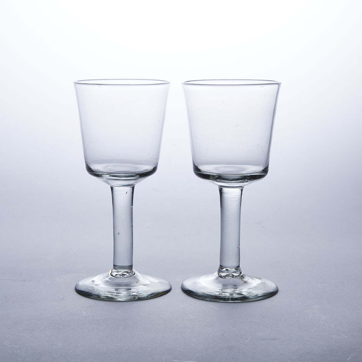 Pair of English Plain Stemmed Glass Goblets, mid-18th century