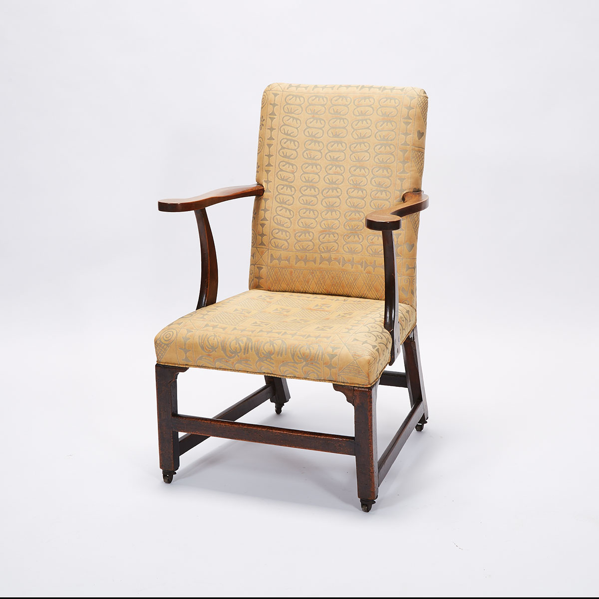 George III Mahogany Open Arm Library Chair, 18th century