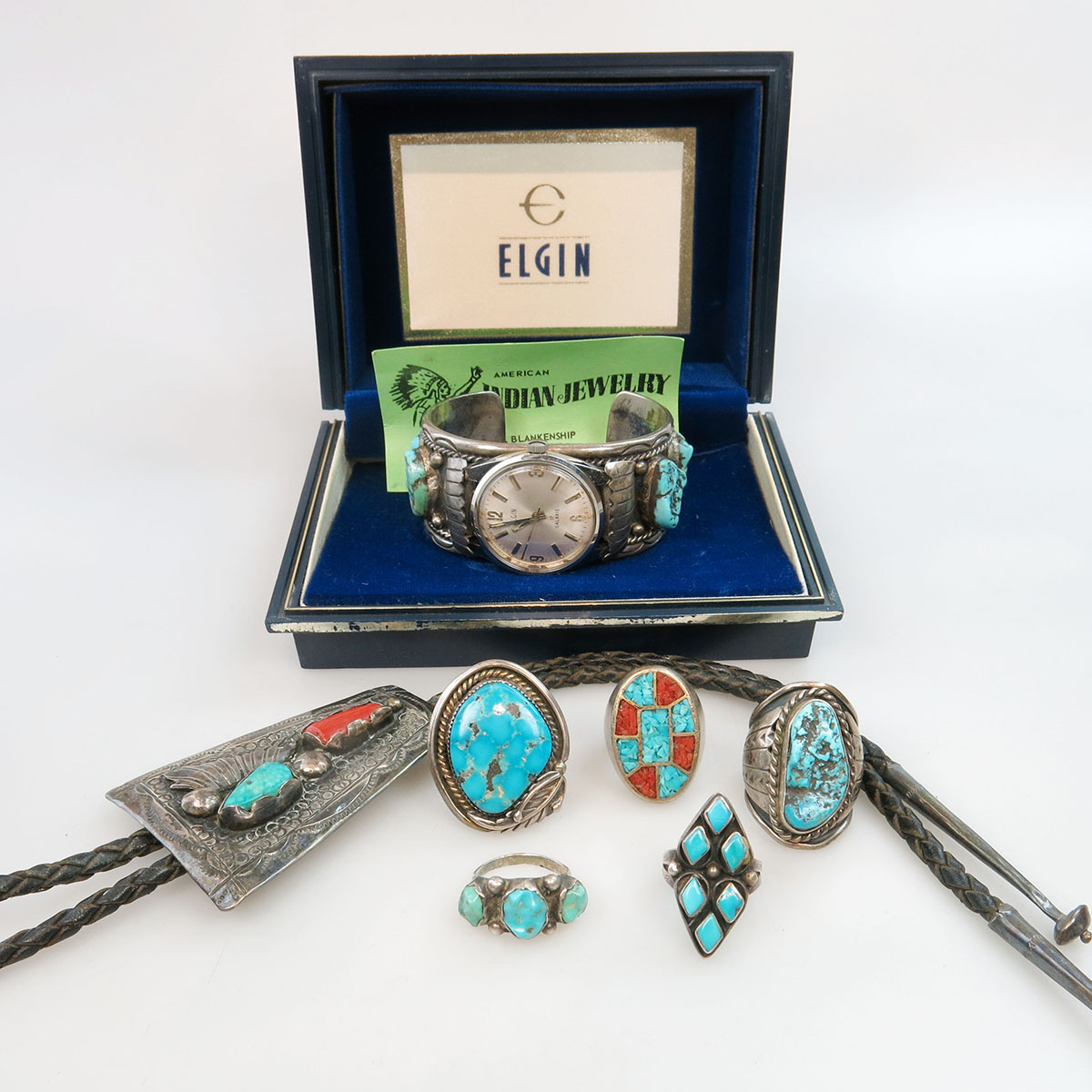 Small Quantity Of Navajo Silver Jewellery And Watches