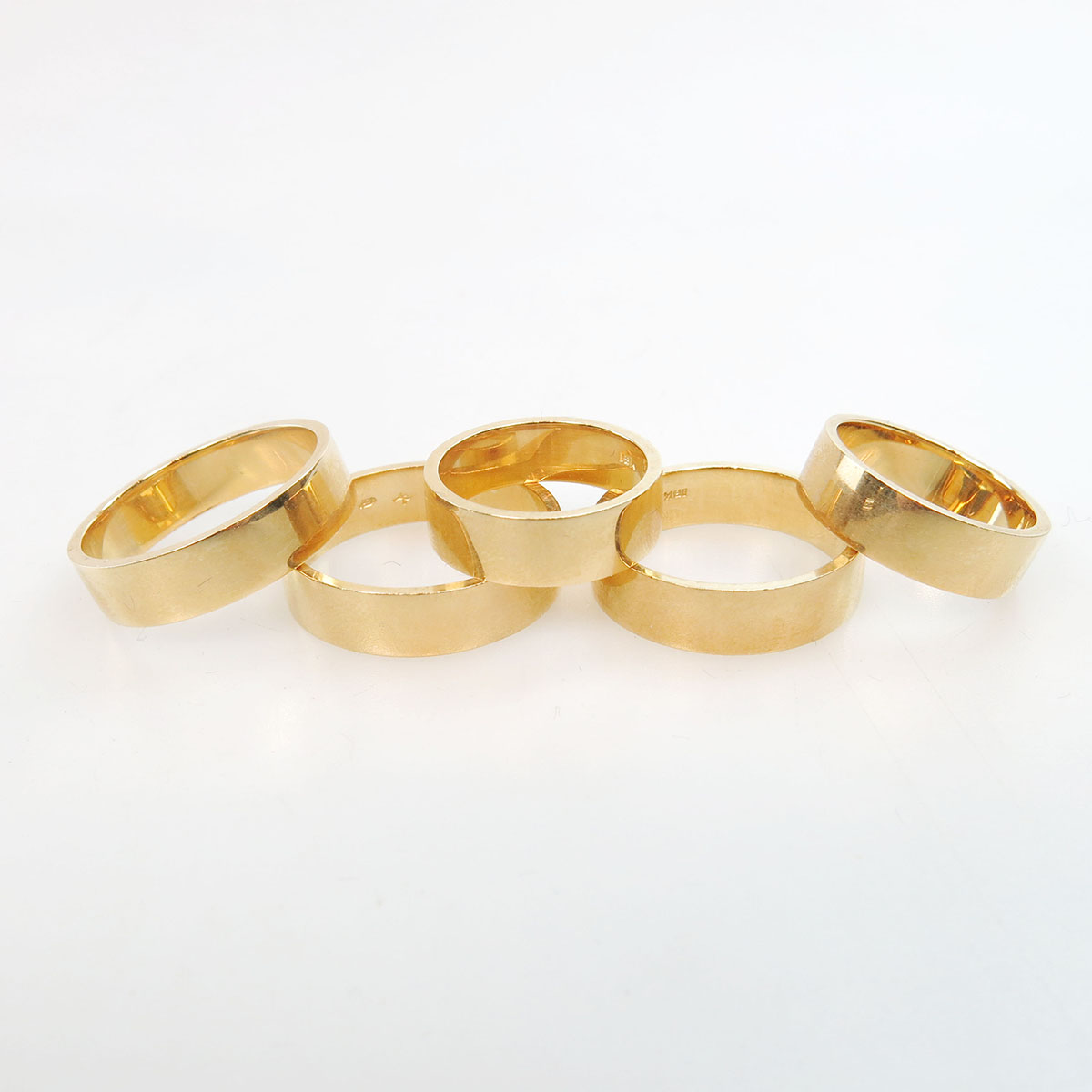 5 x 18k Yellow Gold Bands
