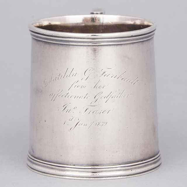Canadian Silver Christening Mug, Laurent Amiot, Quebec City, Que., c.1820