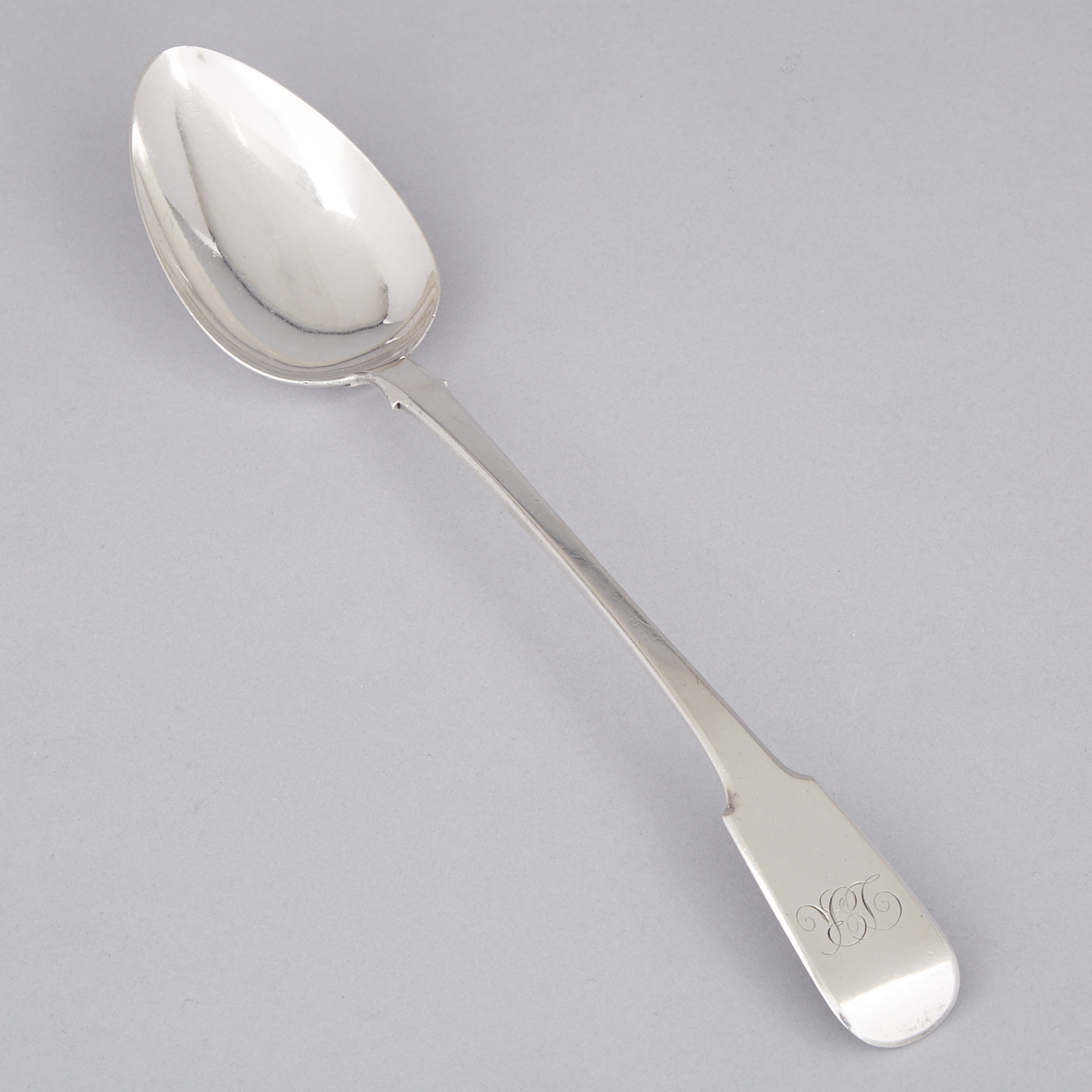 Canadian Silver Fiddle Pattern Serving Spoon, Nelson Walker, Montreal, Que., c.1850