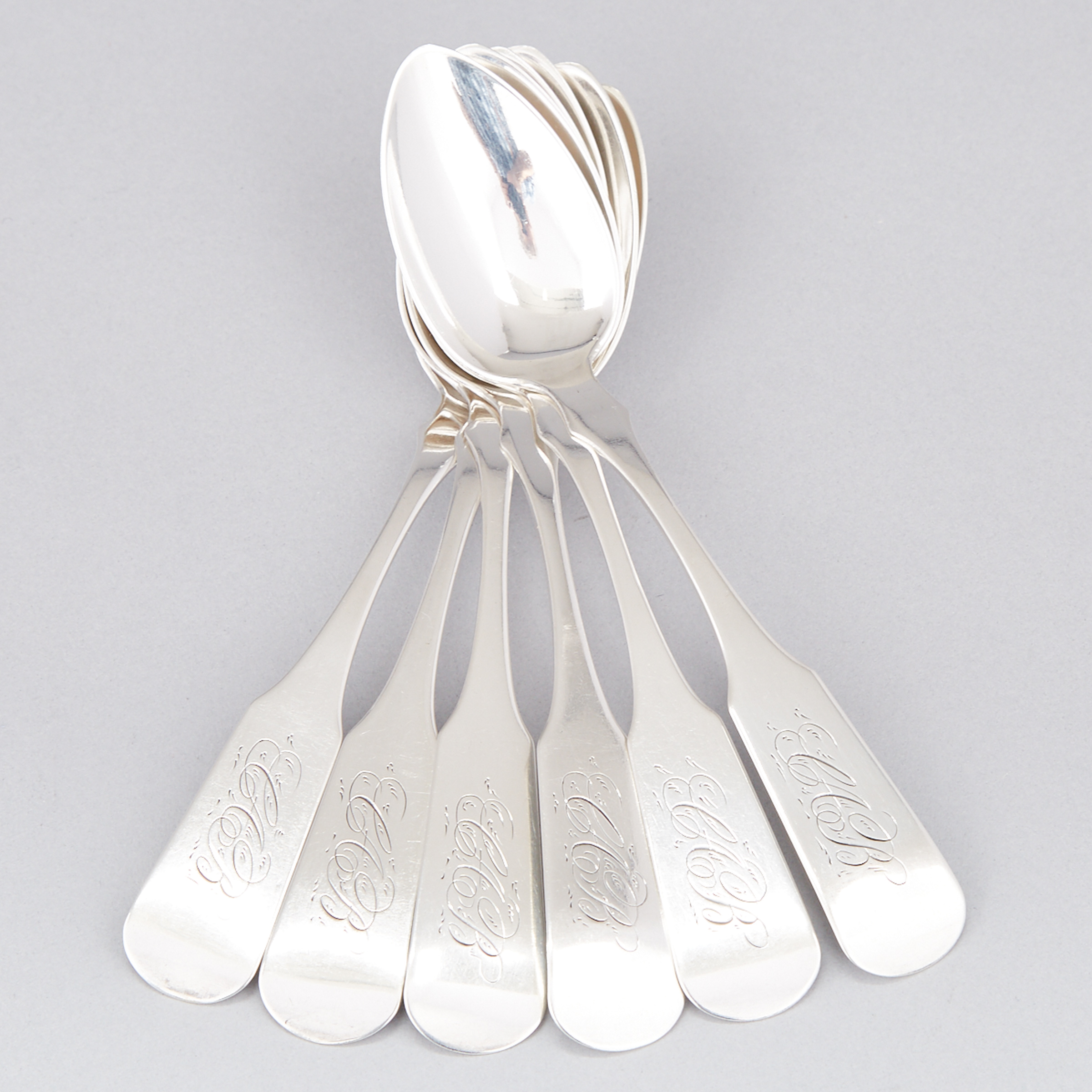 Six Canadian Silver Tea Spoons, William Norris Venning, Saint John, N.B., mid-19th century