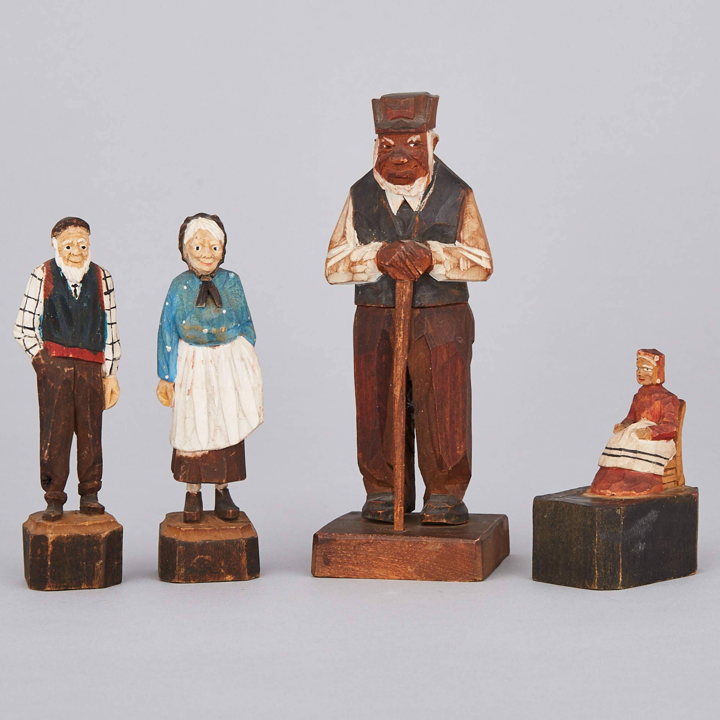 Four Saint-Jean-Port-Joli, Quebec, Figural Carvings, c. 1940