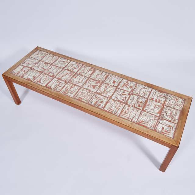 Brooklin Pottery Tile Topped Rectangular Coffee Table, Theo, Susan and Ben Harlander, 1960s